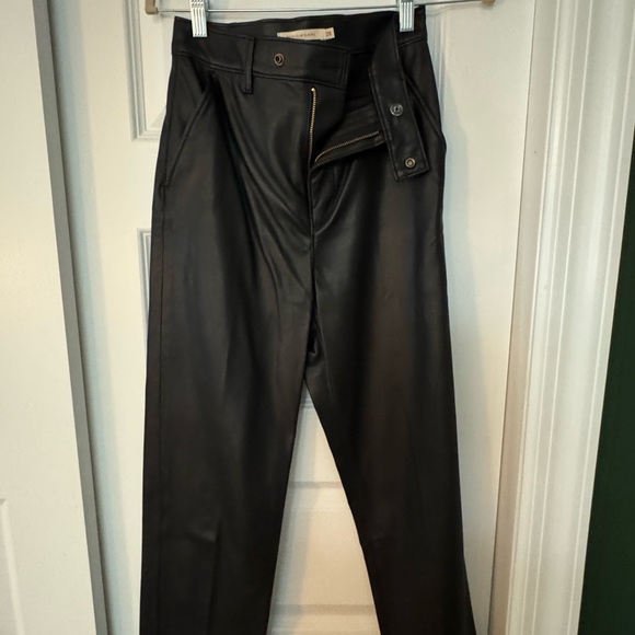 Black Faux Leather Wide Leg Pants - Picture 1 of 3
